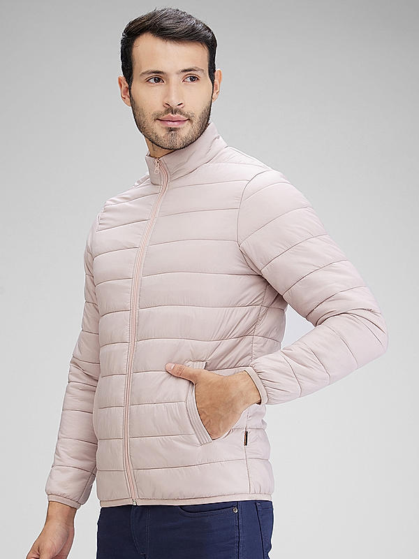 Killer Men Light Pink Solid High Neck Jacket