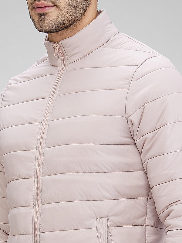 Killer Men Light Pink Solid High Neck Jacket