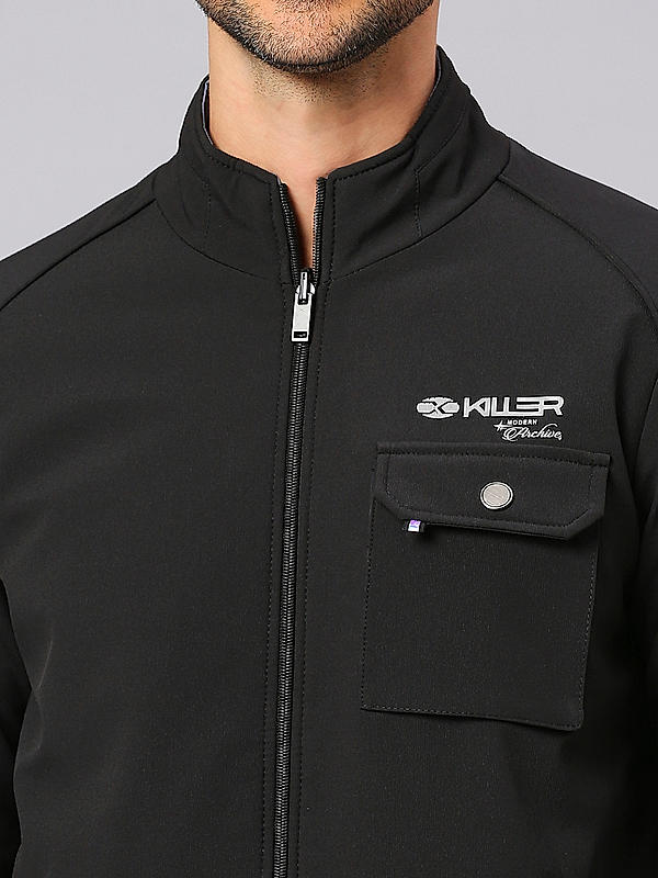 Killer Men Black Solid Reversible High Neck Jacket