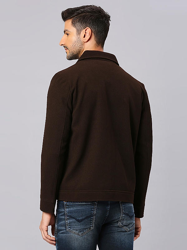 Killer Men Brown Solid Crop Jacket