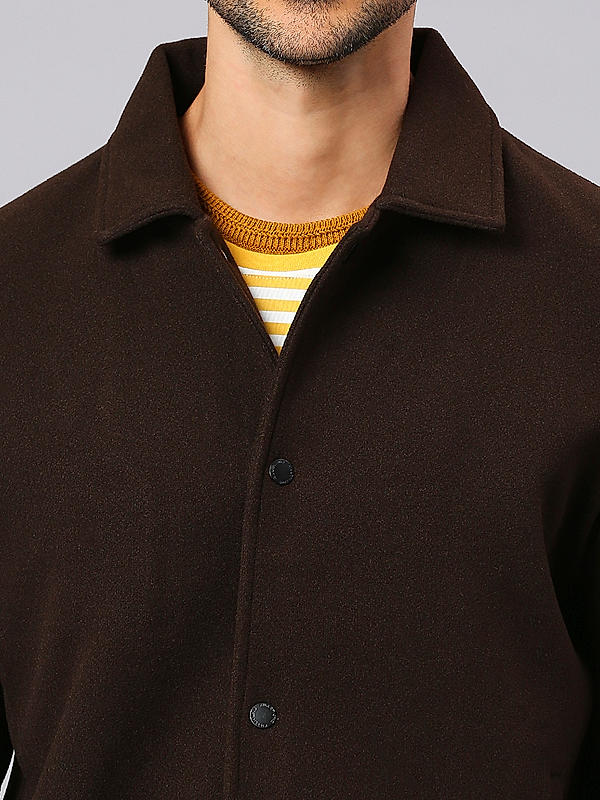 Killer Men Brown Solid Crop Jacket