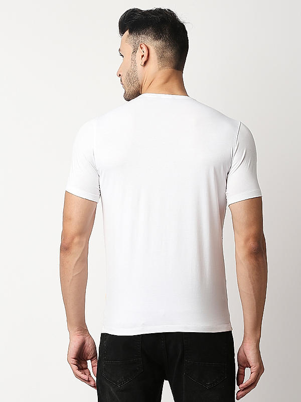 Killer White Front Print Slim Fit Round Neck T-Shirts