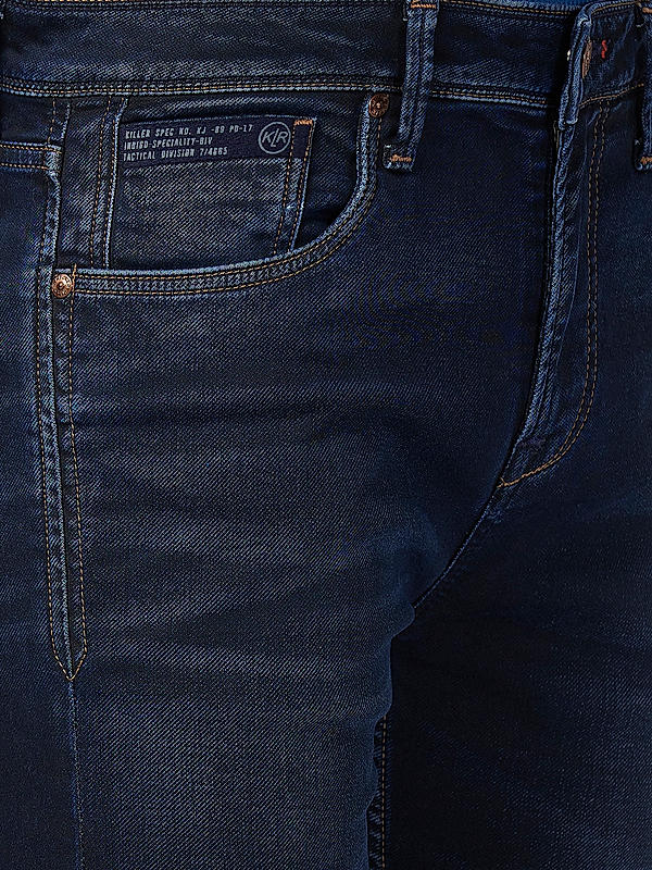 Killer Men Dark Blue Solid Straight Fit Jeans