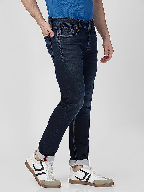 Killer Men Dark Blue Solid Straight Fit Jeans