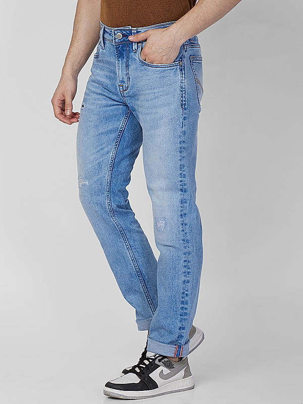 Killer Men Light Blue Solid Slim Fit Jeans