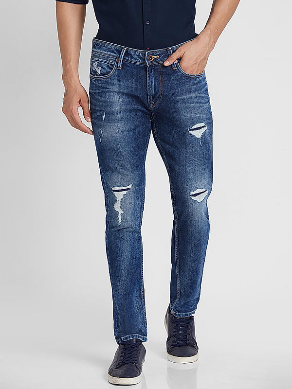 Killer Men Blue Solid Ankle Fit Jeans