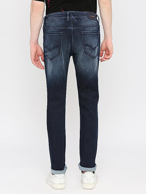 Killer Men Dark Blue Solid Ankle Fit Jeans