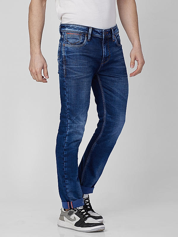 Killer Men Blue Solid Ankle Fit Jeans