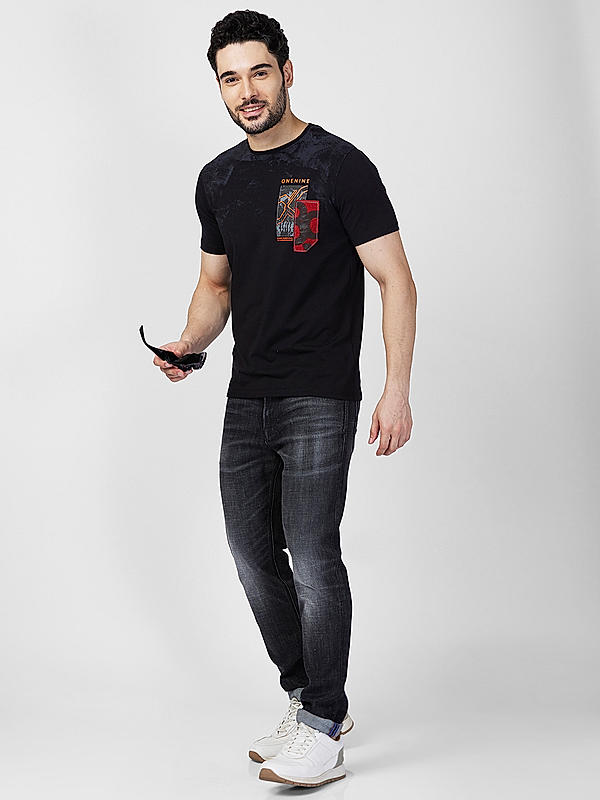 Killer Men Black Regular Slim Fit T-Shirts