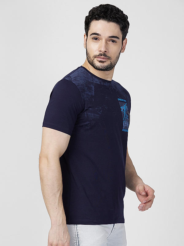 Killer Men Navy Blue Regular Slim Fit T-Shirts