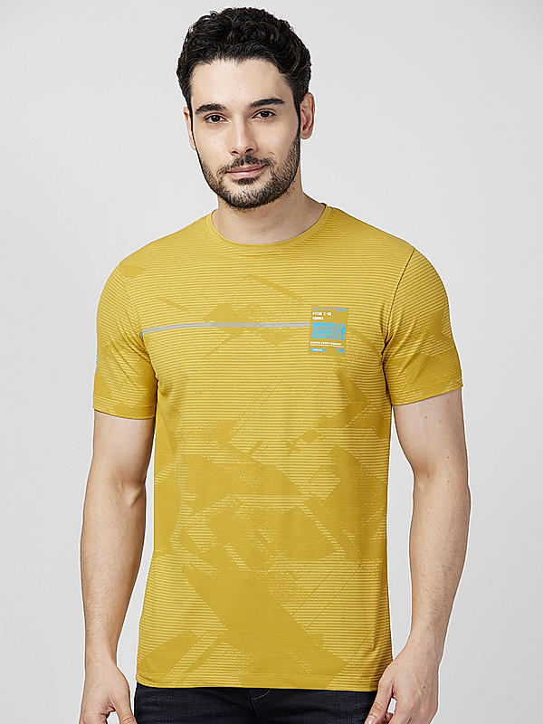 Killer Men Yellow Regular Slim Fit T-Shirts