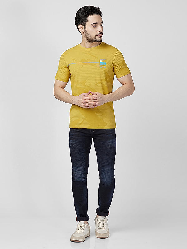 Killer Men Yellow Regular Slim Fit T-Shirts