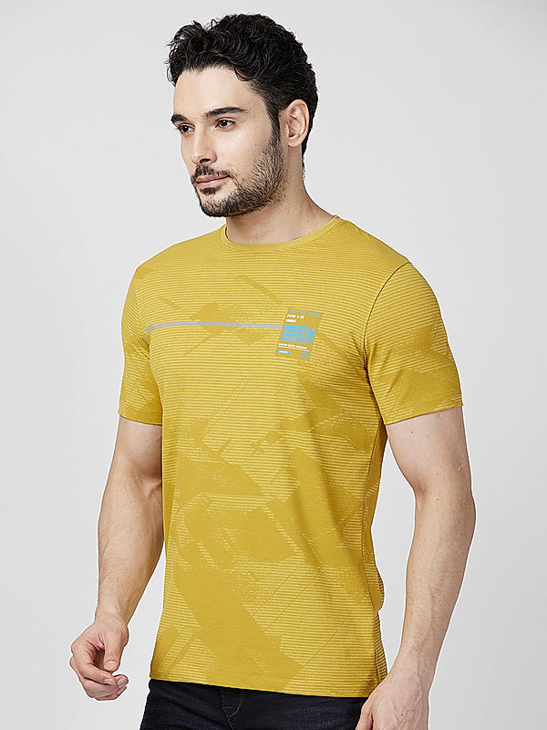 Killer Men Yellow Regular Slim Fit T-Shirts