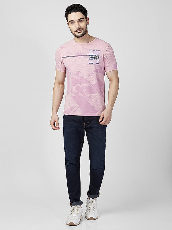 Killer Men Pink Regular Slim Fit T-Shirts