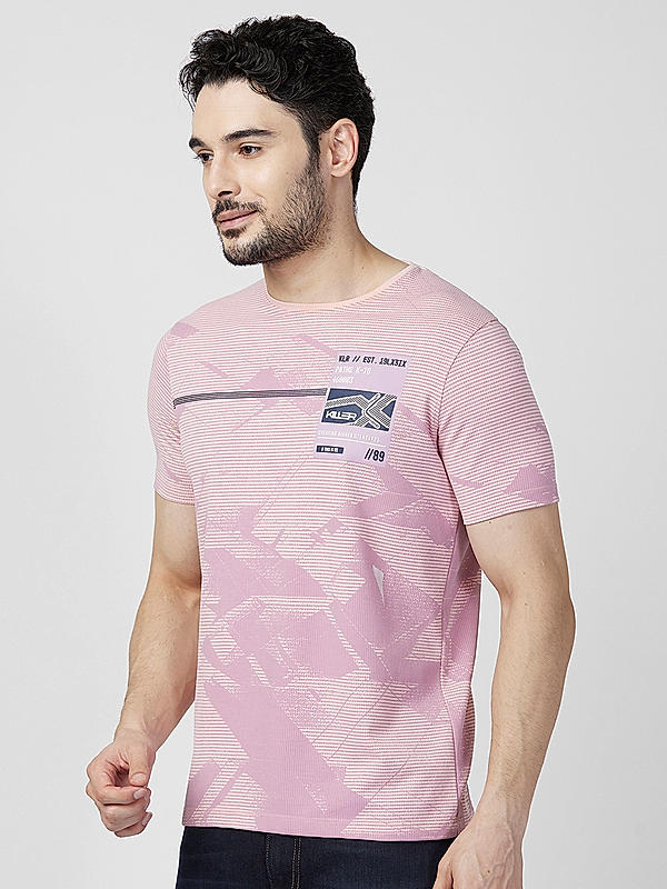 Killer Men Pink Regular Slim Fit T-Shirts