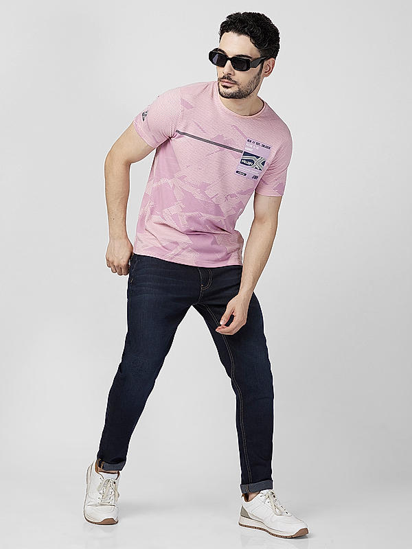 Killer Men Pink Regular Slim Fit T-Shirts