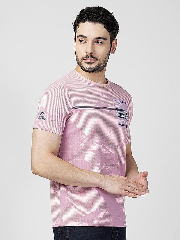 Killer Men Pink Regular Slim Fit T-Shirts