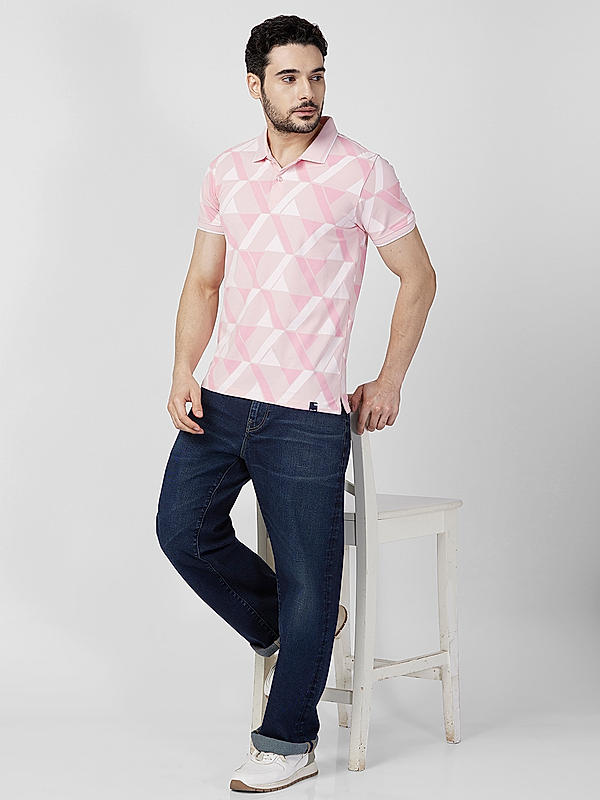 Killer Men Pink Regular Slim Fit T-Shirts