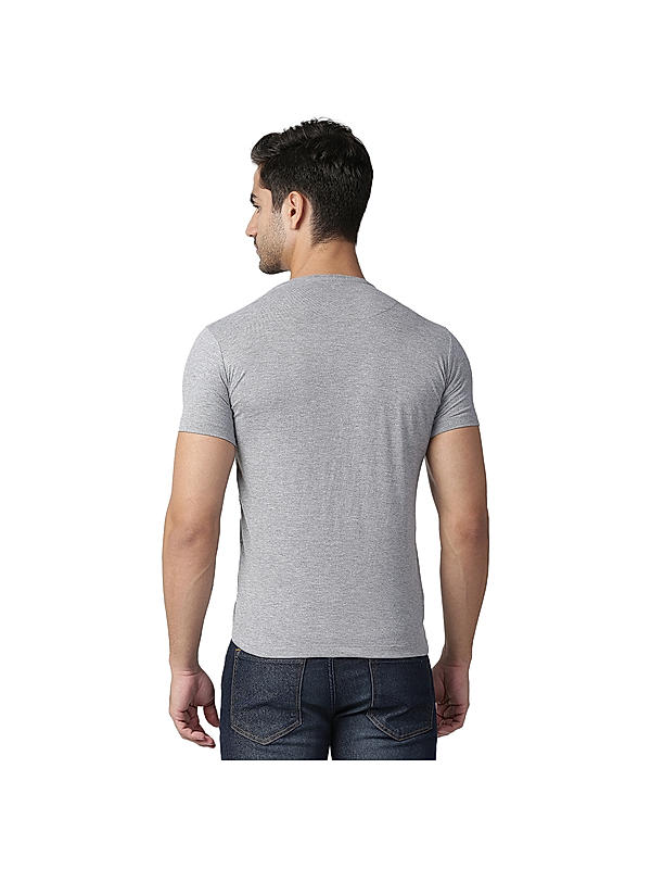 Killer Grey Printed Slim Fit Round Neck T-Shirts