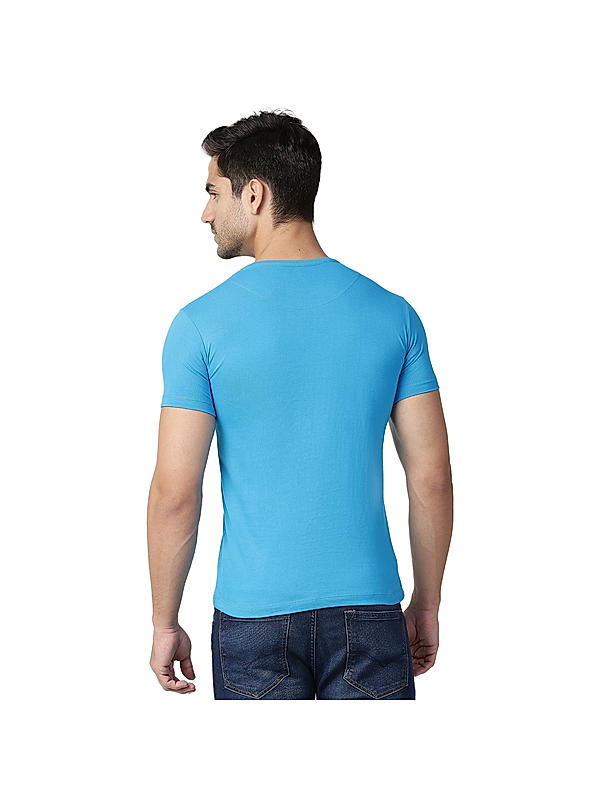 Killer Blue Printed Slim Fit Round Neck T-Shirts