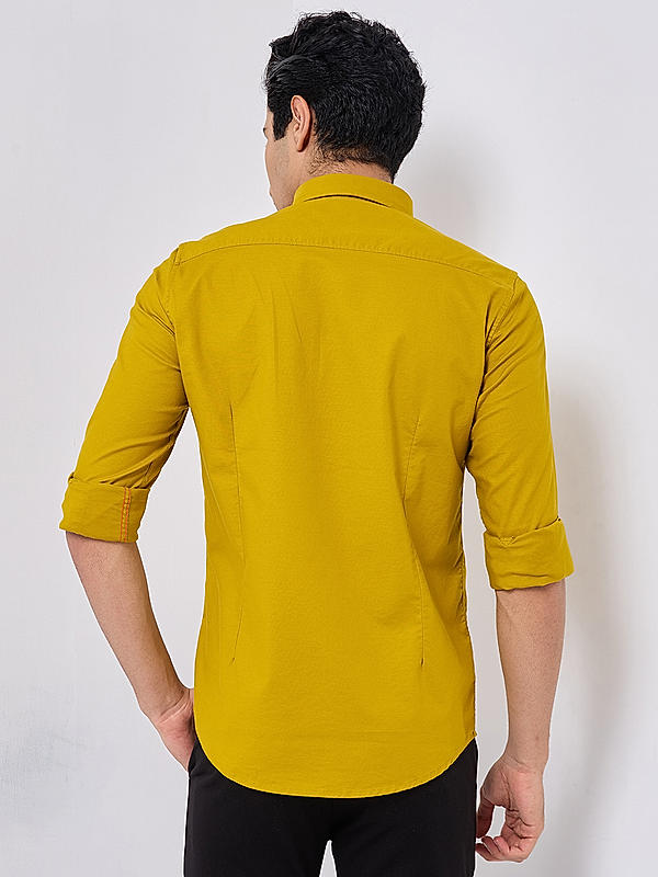 Killer Men Yellow Regular Slim Fit Shirts