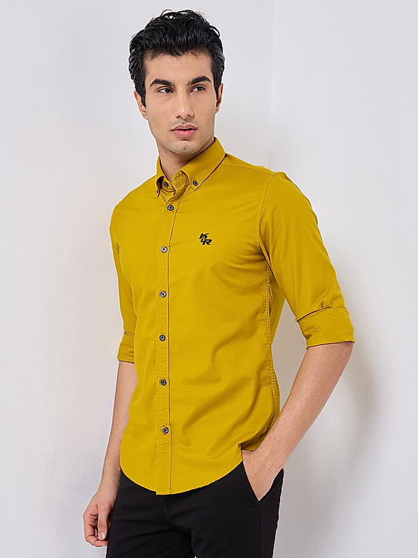 Killer Men Yellow Regular Slim Fit Shirts