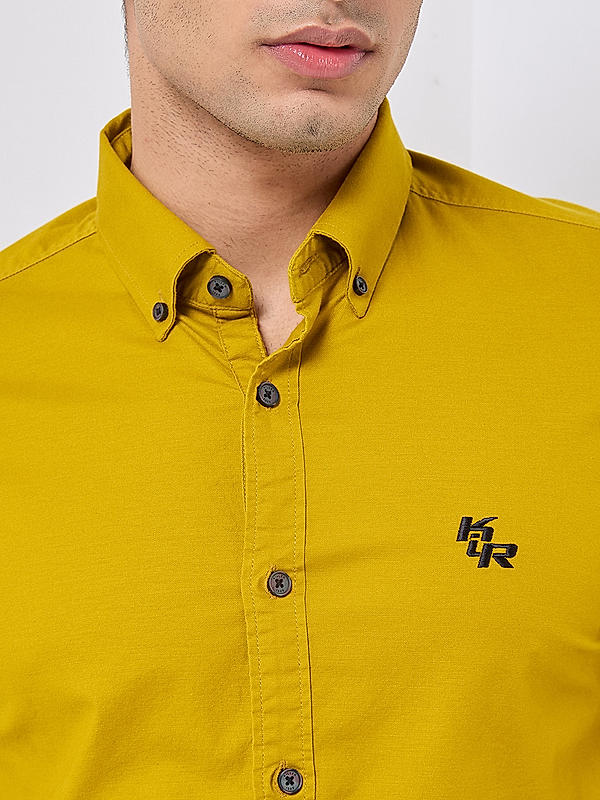 Killer Men Yellow Regular Slim Fit Shirts