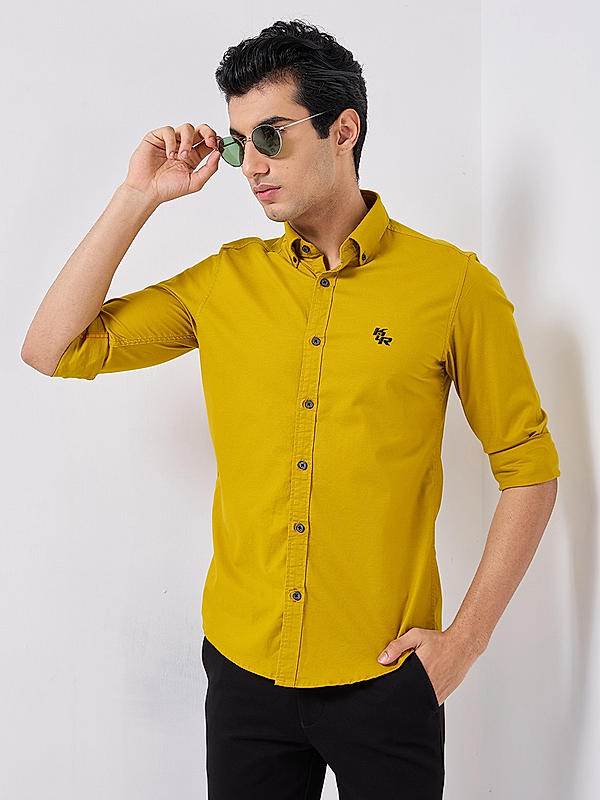 Killer Men Yellow Regular Slim Fit Shirts