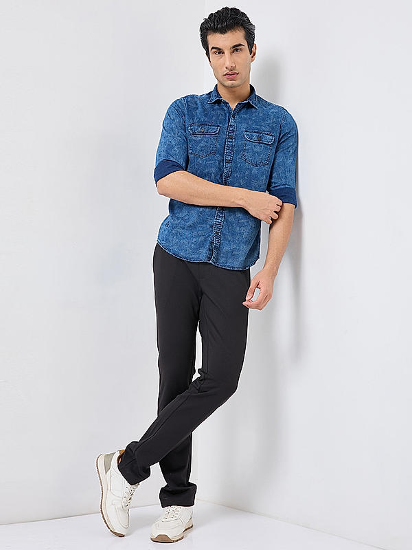 Killer Men Blue Regular Slim Fit Shirts