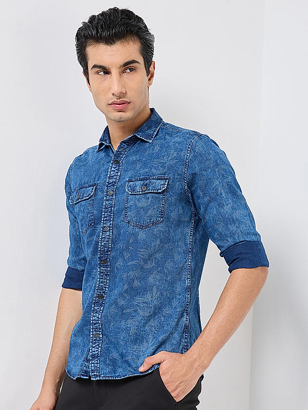 Killer Men Blue Regular Slim Fit Shirts
