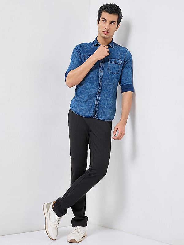 Killer Men Blue Regular Slim Fit Shirts