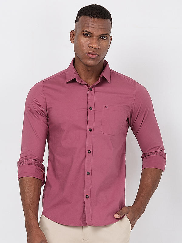 Killer Men Pink Regular Slim Fit Shirts