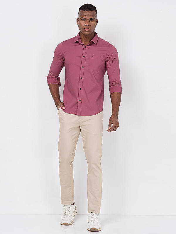 Killer Men Pink Regular Slim Fit Shirts