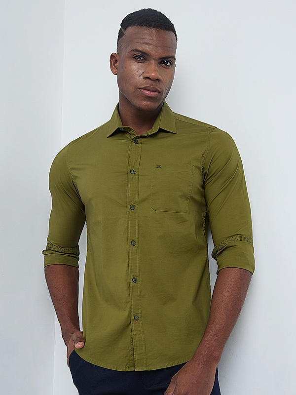 Killer Men Green Regular Slim Fit Shirts