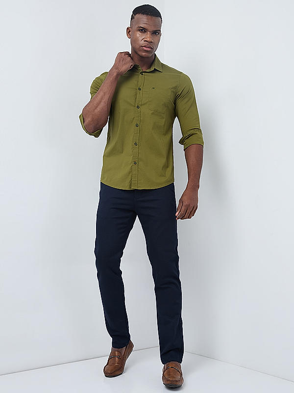 Killer Men Green Regular Slim Fit Shirts