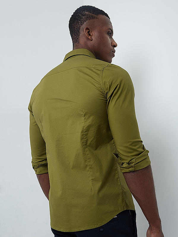 Killer Men Green Regular Slim Fit Shirts