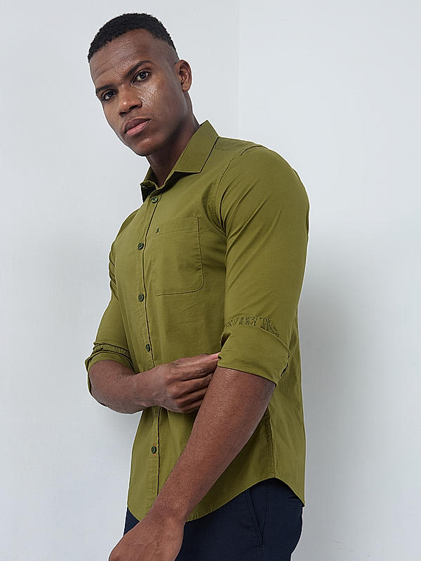 Killer Men Green Regular Slim Fit Shirts