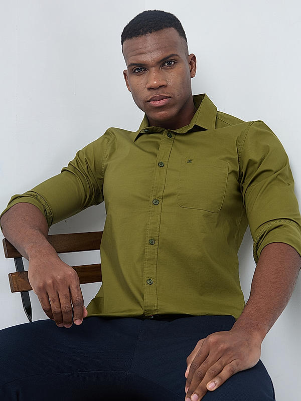 Killer Men Green Regular Slim Fit Shirts