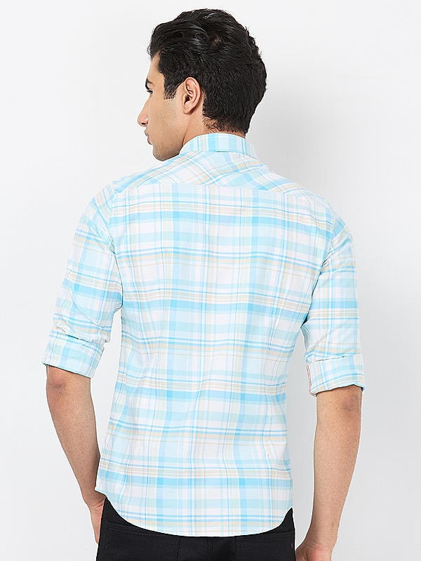 Killer Men Sky Blue Regular Slim Fit Shirts