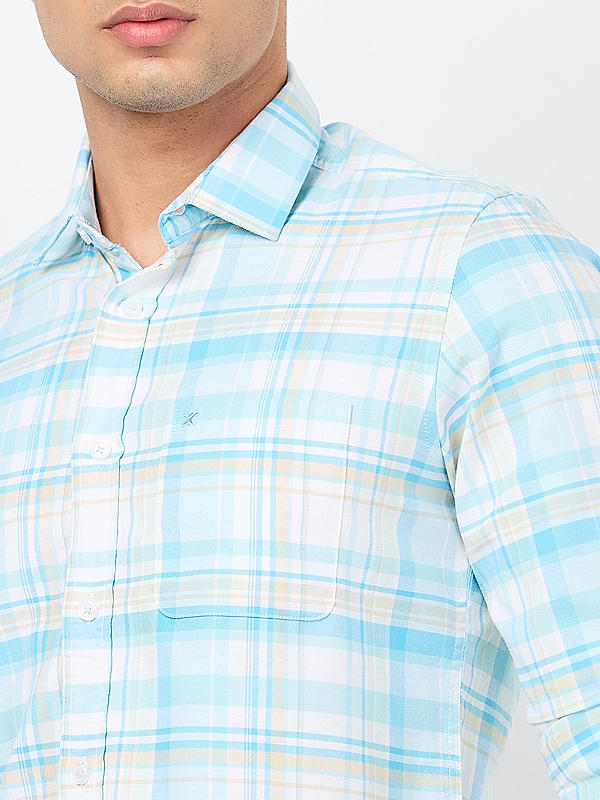 Killer Men Sky Blue Regular Slim Fit Shirts