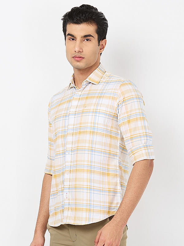 Killer Men Yellow Regular Slim Fit Shirts