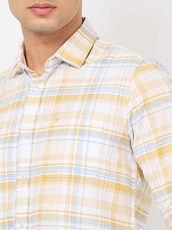 Killer Men Yellow Regular Slim Fit Shirts