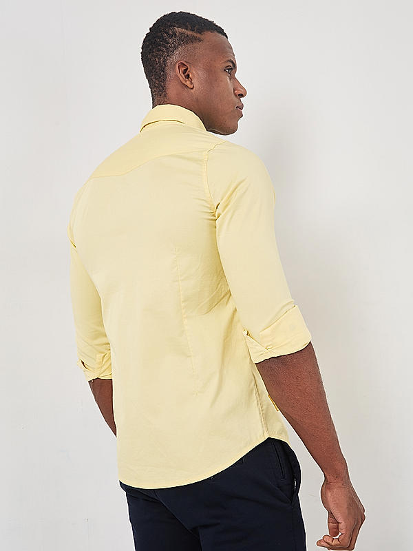 Killer Men Yellow Regular Slim Fit Shirts