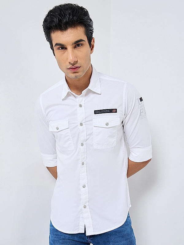 Killer Men White Regular Slim Fit Shirts