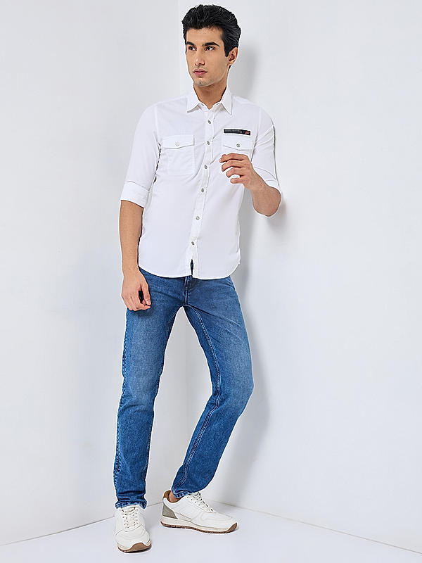 Killer Men White Regular Slim Fit Shirts