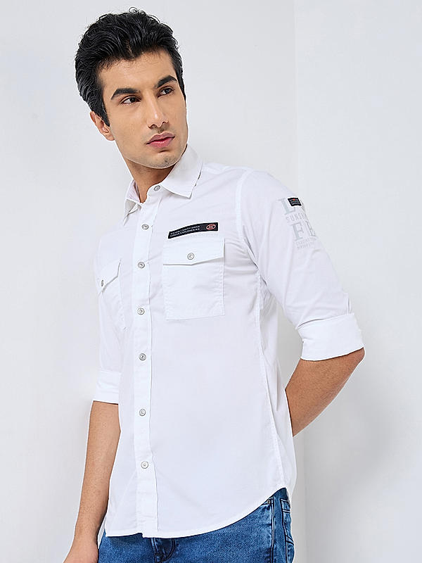 Killer Men White Regular Slim Fit Shirts