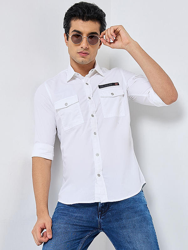 Killer Men White Regular Slim Fit Shirts