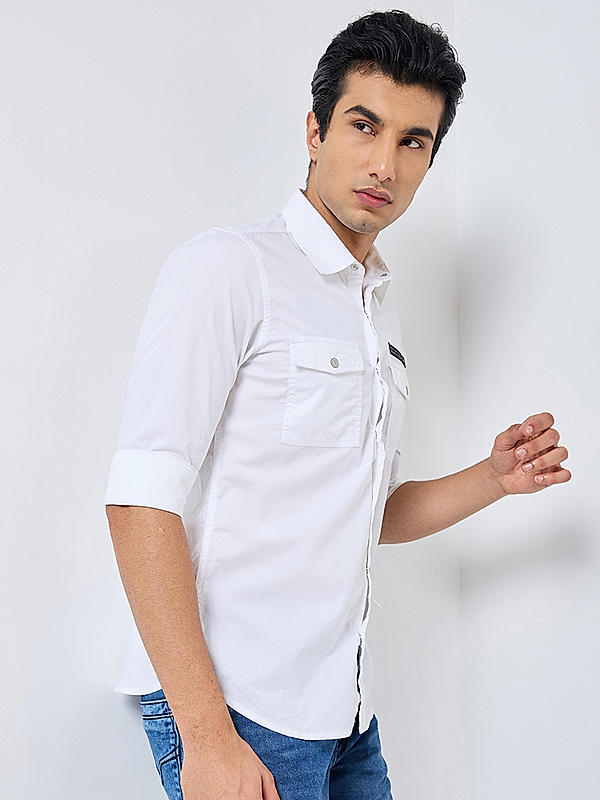 Killer Men White Regular Slim Fit Shirts