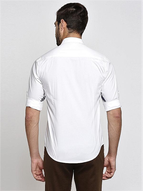 Killer White Solid Comfort Fit Shirts For Men's