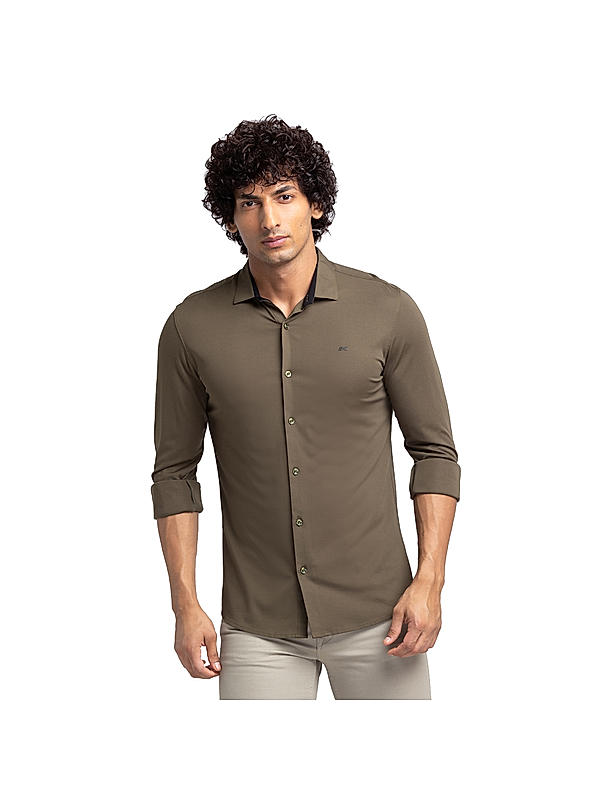 Killer Olive Solid Comfort Fit Shirts For Men's